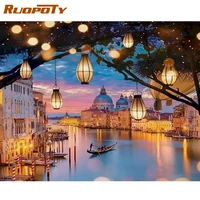 ruopoty frame night scene diy painting by numbers venice landscape coloring by numbers diy gift for home decors acrylic paint