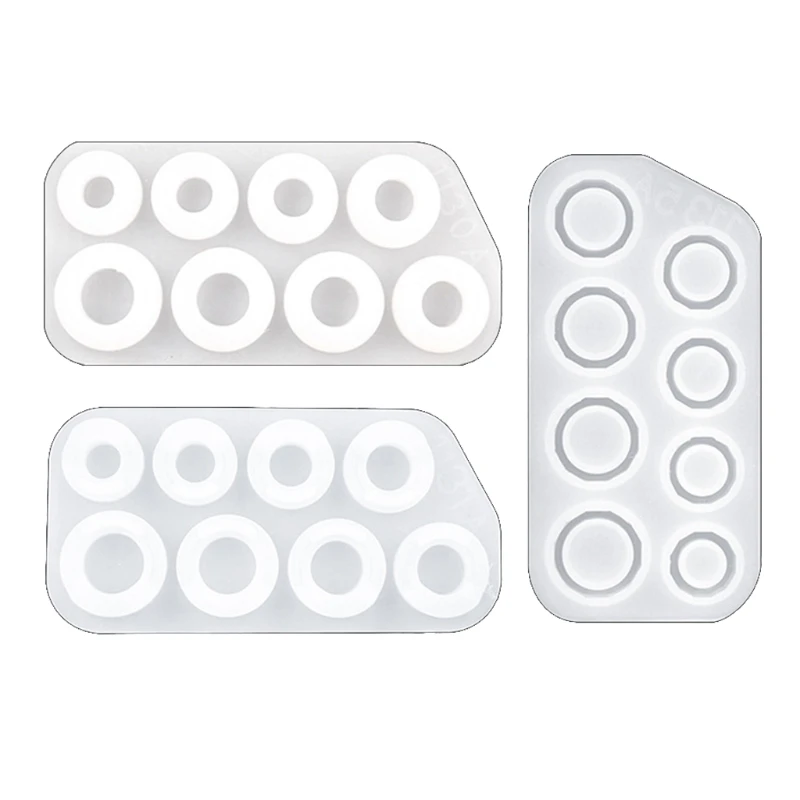

L5YD 3Pcs/Set Section Rings Crystal Epoxy Resin Mold Earrings Pendant Silicone Mould