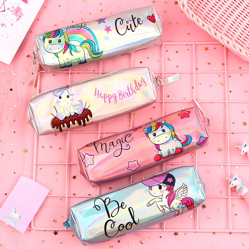 Unicorn Pencil Case Holographic Laser Pen Bag For Girl Boys Student Large Capacity Waterproof Box School Supply Stationery|Пеналы| |