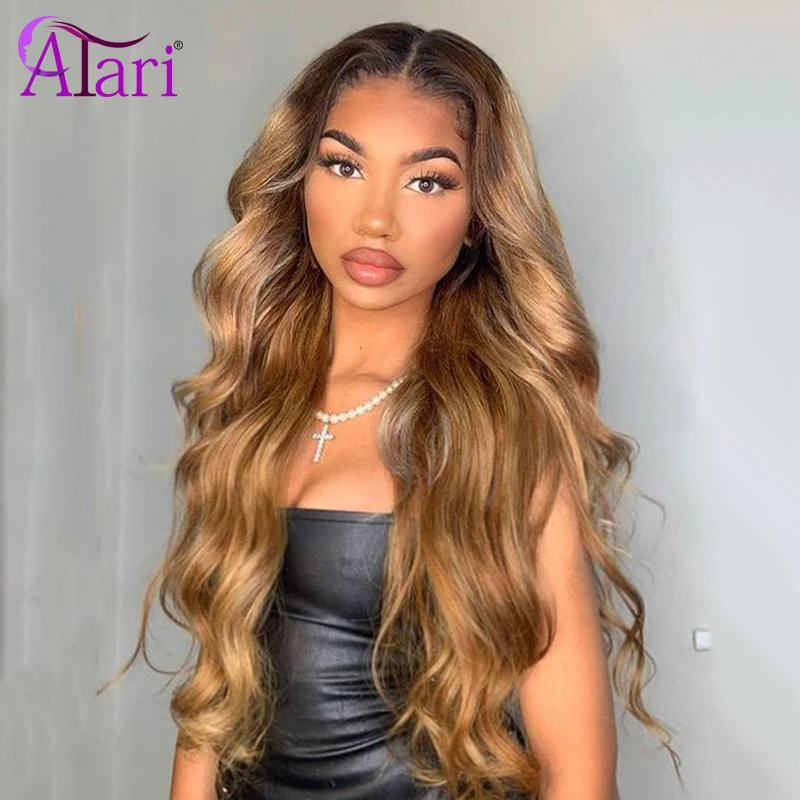 

Atari 30 Inches Body Wave Lace Front Wig Color 1B 27 Ombre Transparent Lace Frontal Wig Brazilian Virgin Wavy Human Hair Wigs