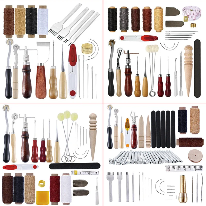 

Professional PU Leather Tools Kit Set Hand Sewing Carving Tools Work Saddle Set Sewing Accessories DIY Craft Sewing Tool Kit Box