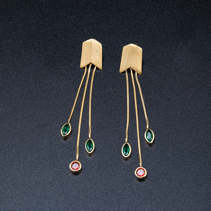 

VLA 925 Sterling Silver Personalized Geometric Spinel Long Tassel Earrings Women's Fashion Earrings 2021 NEW Accessories