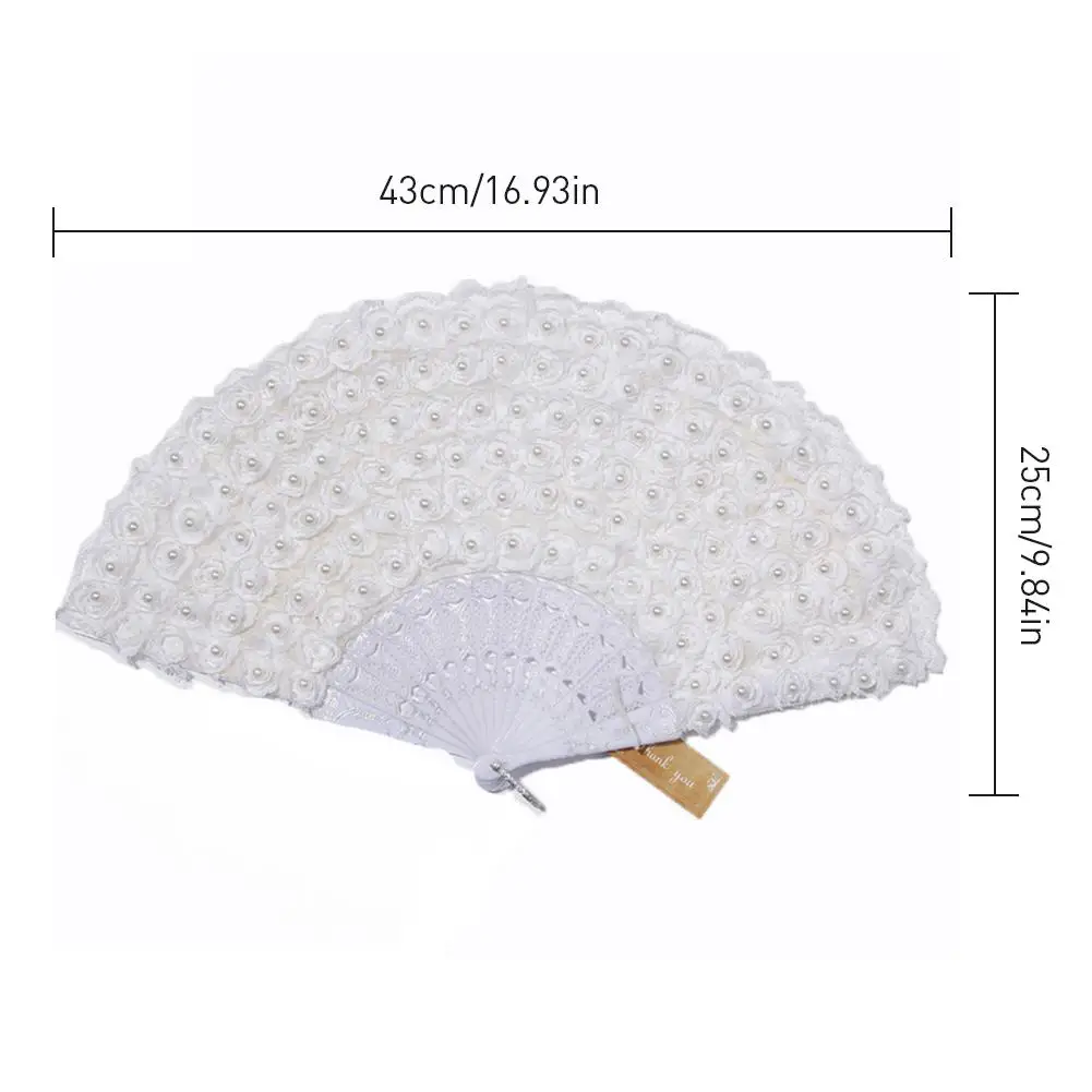 

Wedding Bride Handheld Flower Fan Lace Rose Fans Ladies Fan For Dance Wedding Decoration DIY Non-foldable Hand Fan Photo Prop