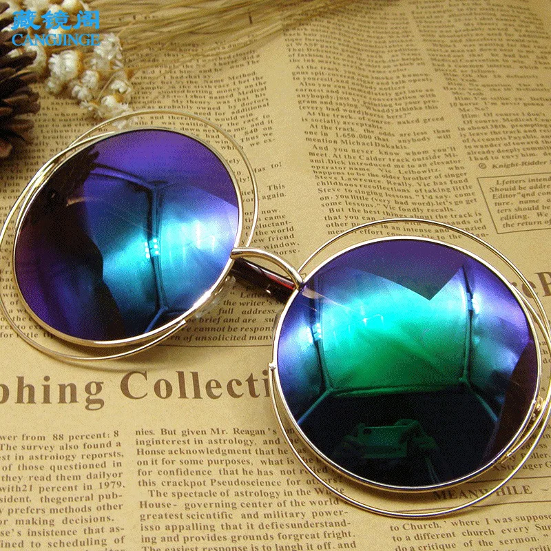 Hollow Fashion Circle Female Polarized Sunglasses Resin Metal Retro Girl Glasses Wholesale