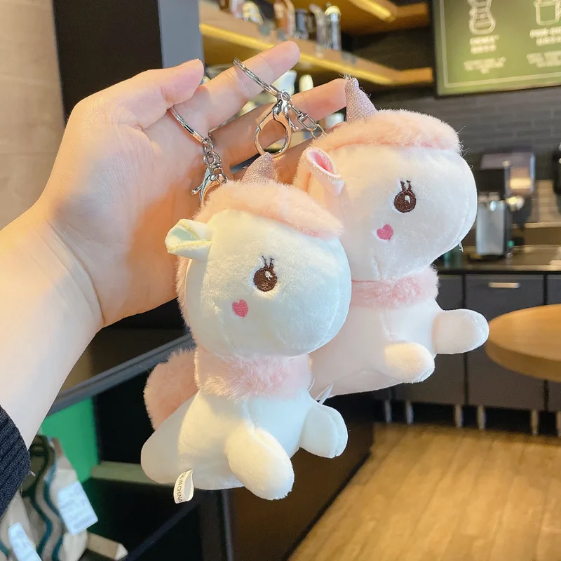 

Cute Creative Plush Unicorn Pony Pendant Girl Heart Doll Bag Pendant Personality Key Chain