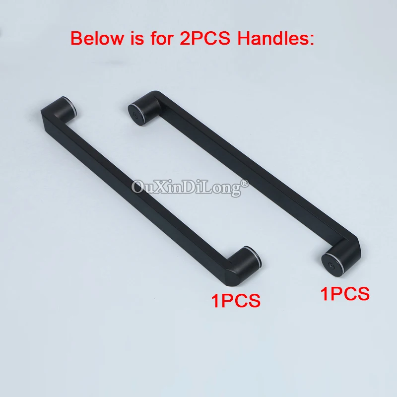 

304 Stainless Steel Frameless Bathroom Shower Glass Sliding Door Handles Single Glass Door Pull / Push Handles Black