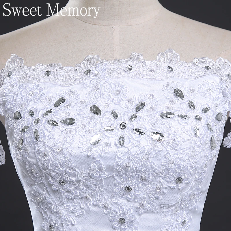 

2021 Appliques Long Plus Size Train Wedding Dresses Sweet Memory Floor-Length Lace Up White Vestido Formal Gown Bridal Robe
