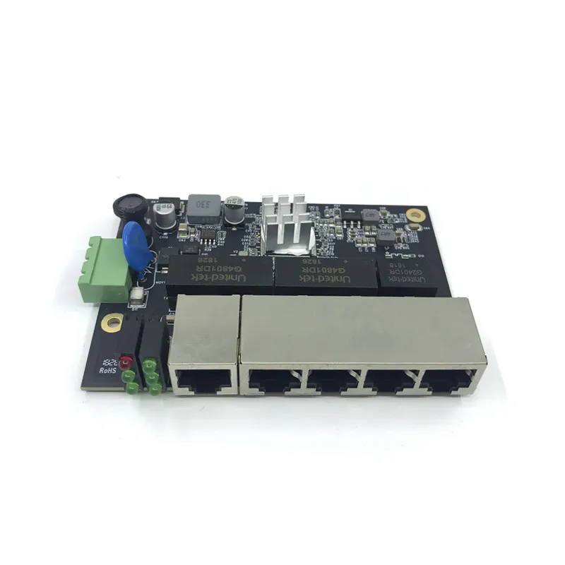 

Industrial Ethernet Switch 5 Port 10/100M/1000M Network Ethernet Switch 5V9V12V18V24V48V Power Temperature -40 to 75 ESD 4K VDC