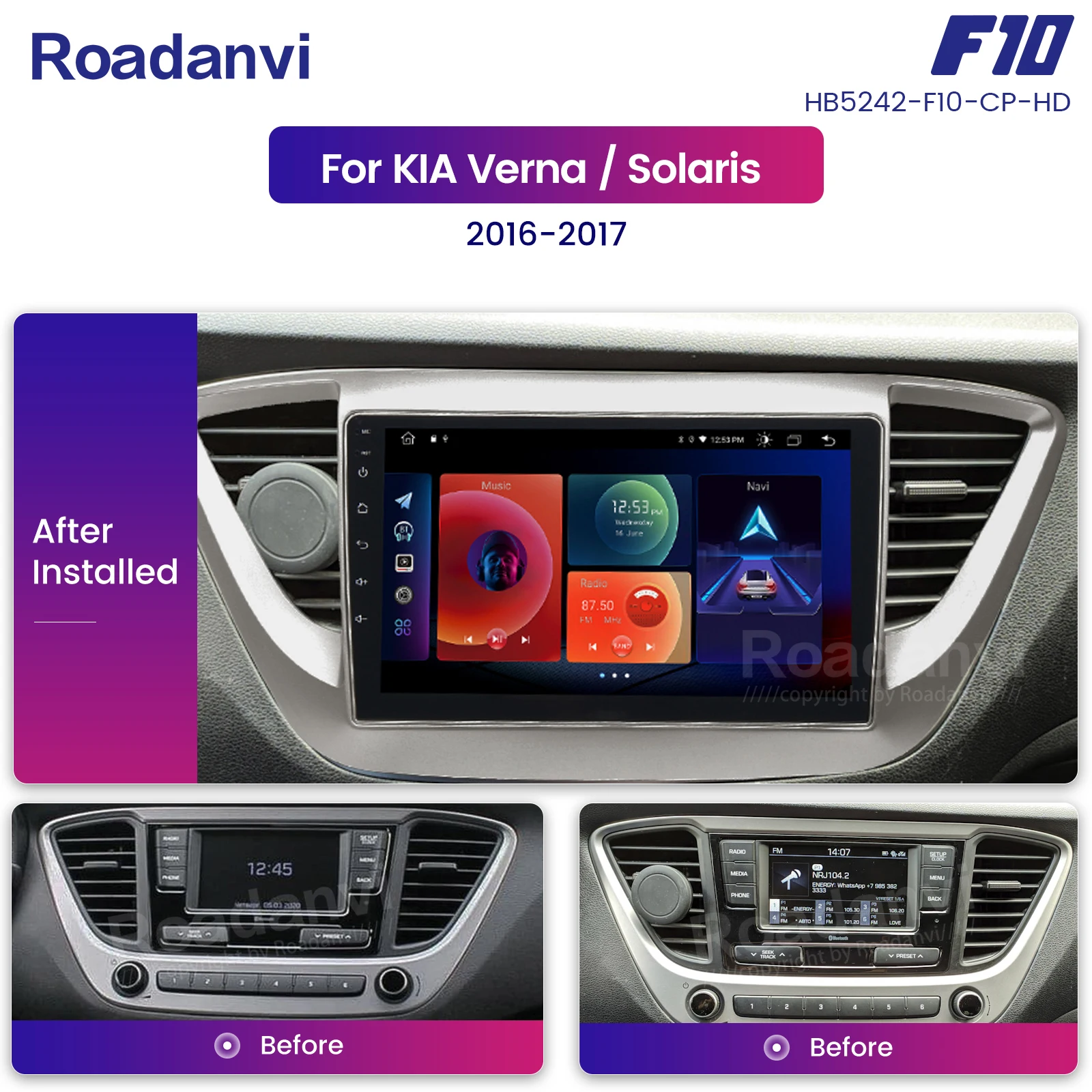 Автомагнитола 9 "с сенсорным экраном Android 10 0 для KIA Verna Solaris 2016 2017 4 Гб + 64 ГБ 1 Din