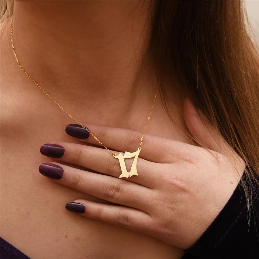 

Fashion Personalized Jewelry Custom Number Year Necklace For Women Gold Stainless Steel Chain Pendant Necklaces Best Friends