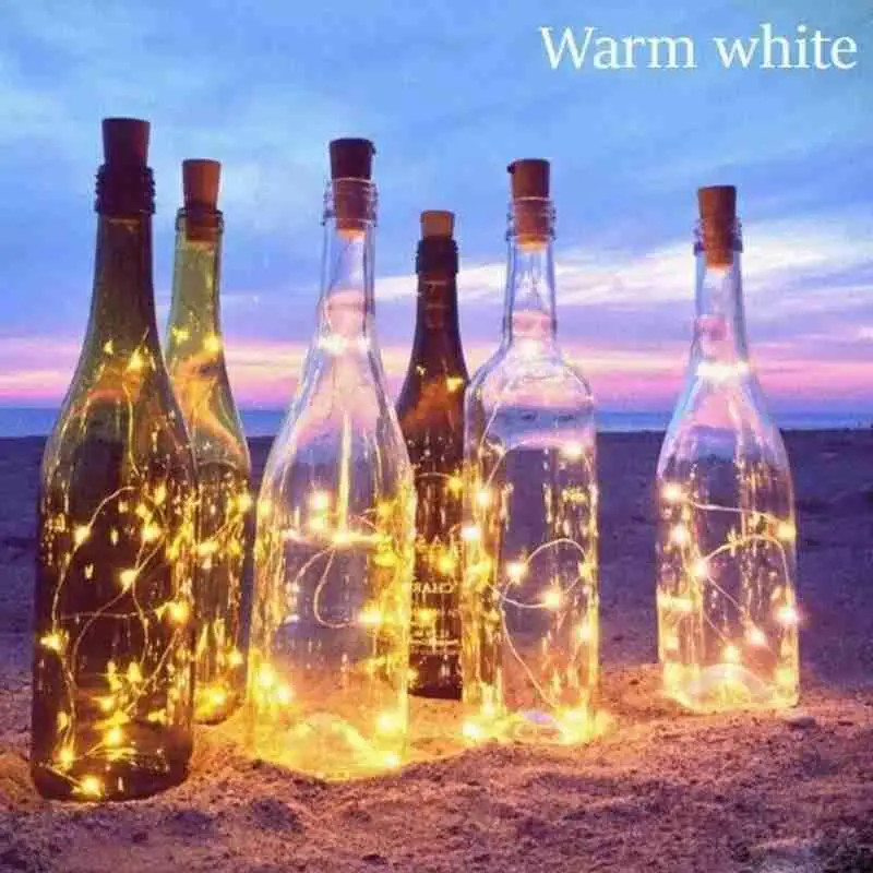 Solar Powered Wine Bottle Lights With Cork 1m Led Colorful Indoor For Party Wedding Fairy Bar Wire String Dec O0z9 | Дом и сад