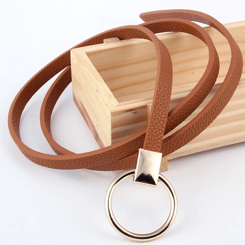 

Belt dress simple versatile Fashion Women Leather Belt Thin Skinny Metal Gold Elastic Buckle Waistband Belt Dress Accessories