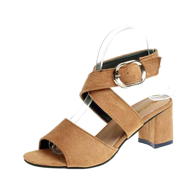 

new style suede fabric women high heels sandals block heels women's sandals