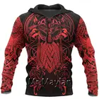 МужскаяЖенская толстовка Vikings - The Raven Red of Odin Tattoo 3D, Повседневная Уличная одежда унисекс, свитшот, пуловер