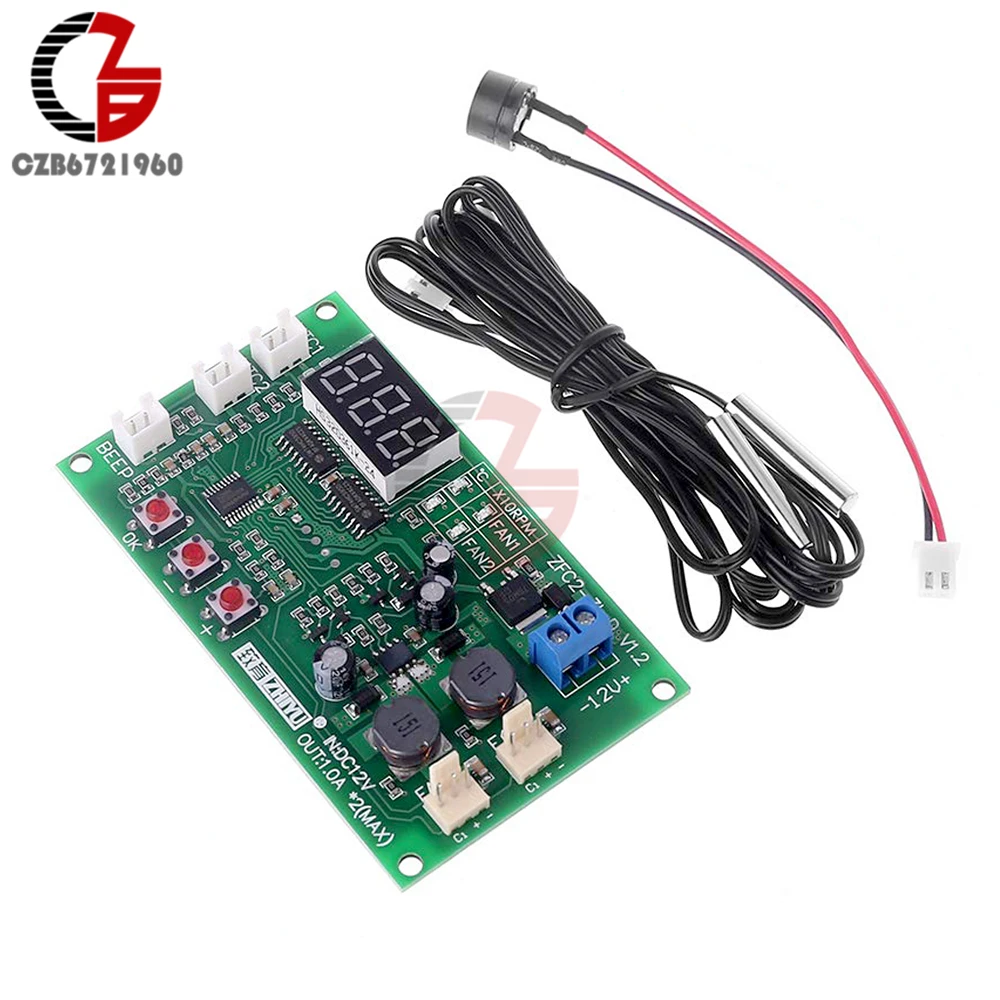 

2 CH 12V Digital DC Motor Speed Controller Temperature Regulator Fan LED Light Speed Control Switch 3 Wires