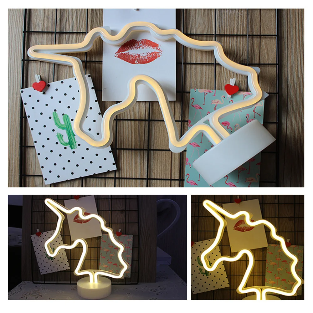 Светодиодная неоновая вывеска с USB праздничный ночник в виде фламинго украшение