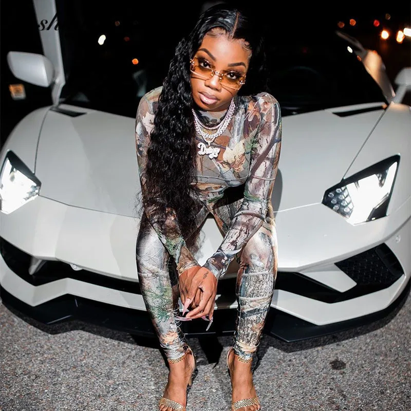 Сетчатые спортивные костюмы Poshby с принтом подходящие комплекты соблазнительный