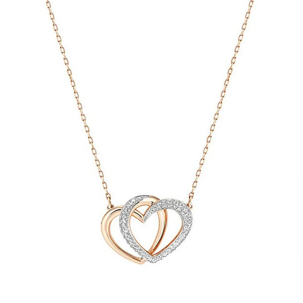 

SWA Original 1:1 Fashion Jewelry High Quality Rose Gold Double Love Heart Bracelet Romantic Anniversary Gift For Women