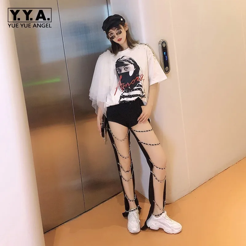 Новые брендовые пикантные женские джинсовые брюки в стиле панк с вырезами на