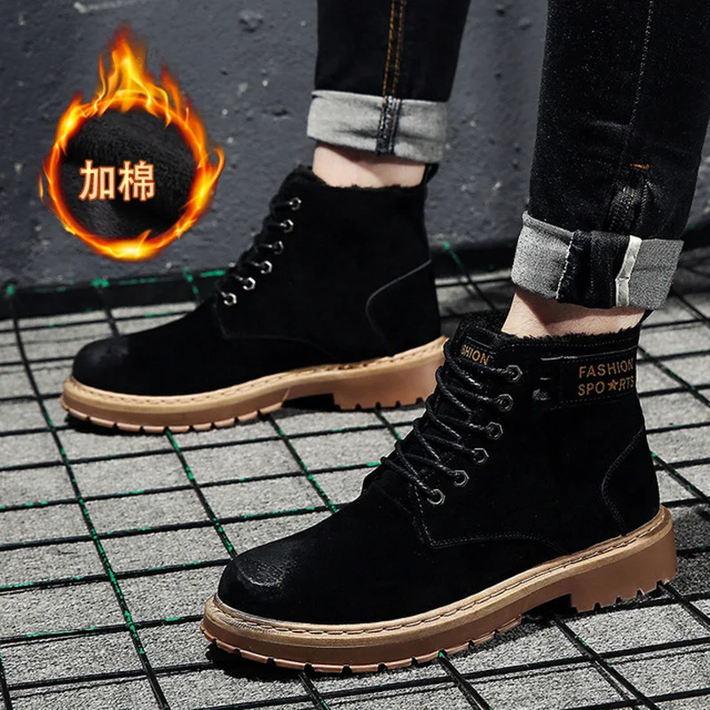 Новые мужские ботинки Сапоги для верховой езды зимние плюшевые теплые