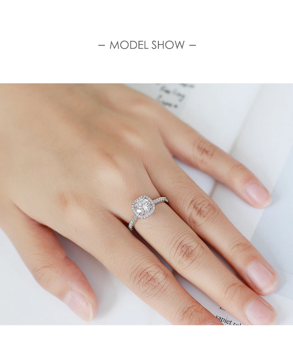 GEM'S BALLET Brilliant 925 пробы серебро 1.0Ct 6,5 мм EF цвет Муассанит кольцо для женщин обручальное кольцо ювелирные украшения