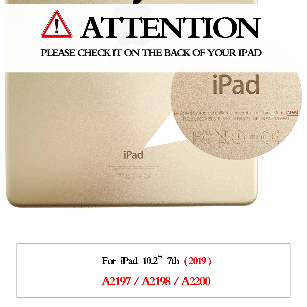 7-го поколения, трехслойный смарт-чехол, funda для iPad, 10,2 дюймов, Автоматический Режим сна/пробуждения, светильник, весовая подставка, силиконовый чехол, A2200, A2198, A2197