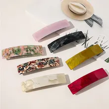 Pinza para el pelo de resina de acetato para mujer coreana, horquillas rectangulares, pasador geométrico, pasador Vintage con estampado de mármol, accesorios para horquillas laterales (4)