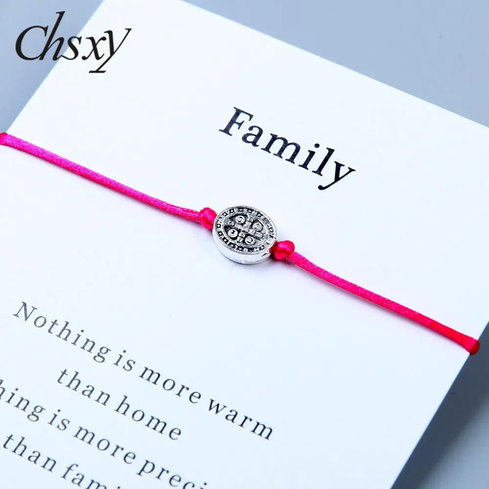 CHSXY счастливый серебряный цвет искусственный крест браслет семейная карта орден