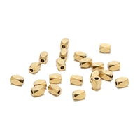 20pcs gold plated stainless steel 6x4mm irregular spacer beads 1 8mm hole faceted cube square loose beads accessories