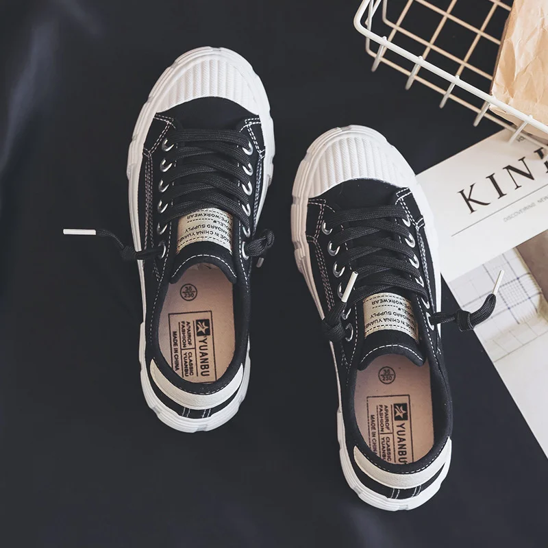 

Women Canvas Shoes Solid Color 2020 Spring New Lady Stylish Sneakers Leopard Girls White Shoes Black Sneaker Lace Up Low Top