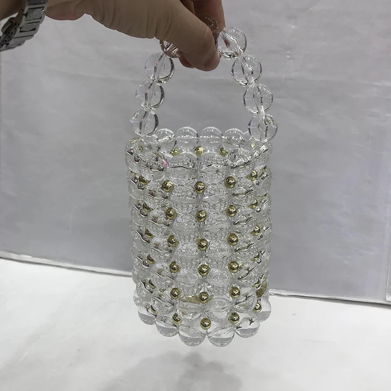 

Handmade Bead Bag Pearl Bucket Women's Bag Designer Bags Famous Brand Women Bags