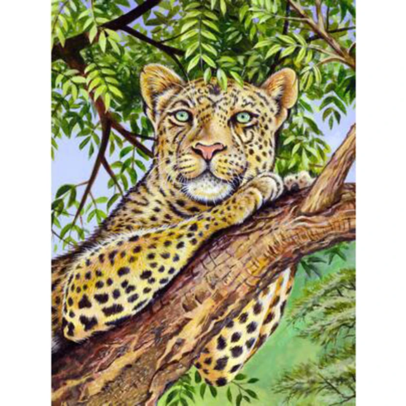 

Diamond Painting 5D DIY Square/Round Diamond Animal Painting Branches Leopard Beauty Picture Cross Stitch Decoration Gift TX861