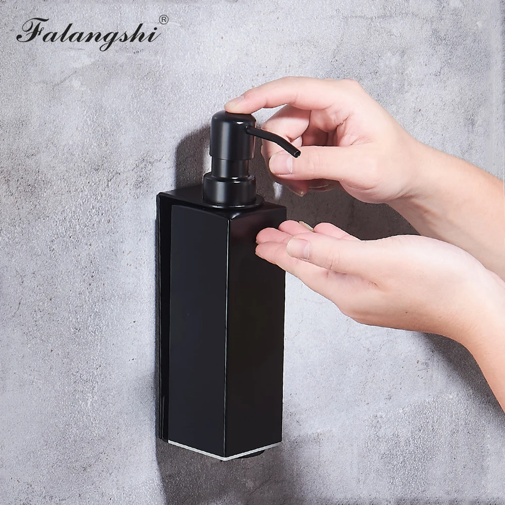 falangshi high quality black soap dispenser bathroom accessories stainless steel 304 wall mounted liquid soap organize wb8600 free global shipping