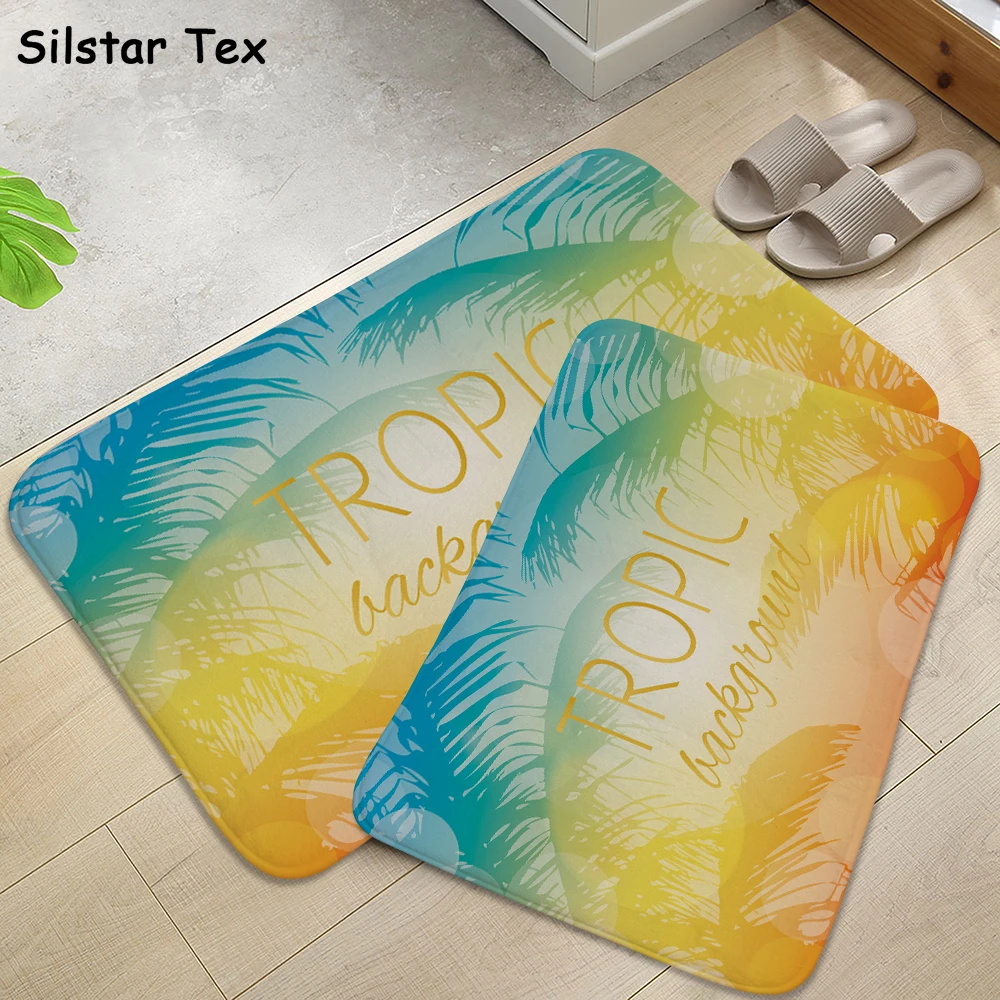 

Silstar Tex Tropical Palm Trees Bath Mats Seaside Beach Style 3D Printing Rectangle Door Carpet For Toilet Entrance