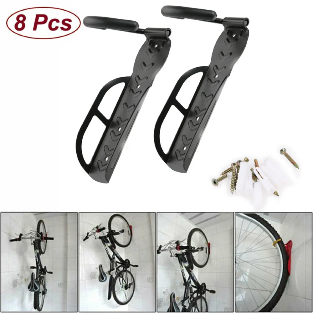 

2pcs Durable Wall Mounted Bike Hangers Hooks Storage Racks (Black)