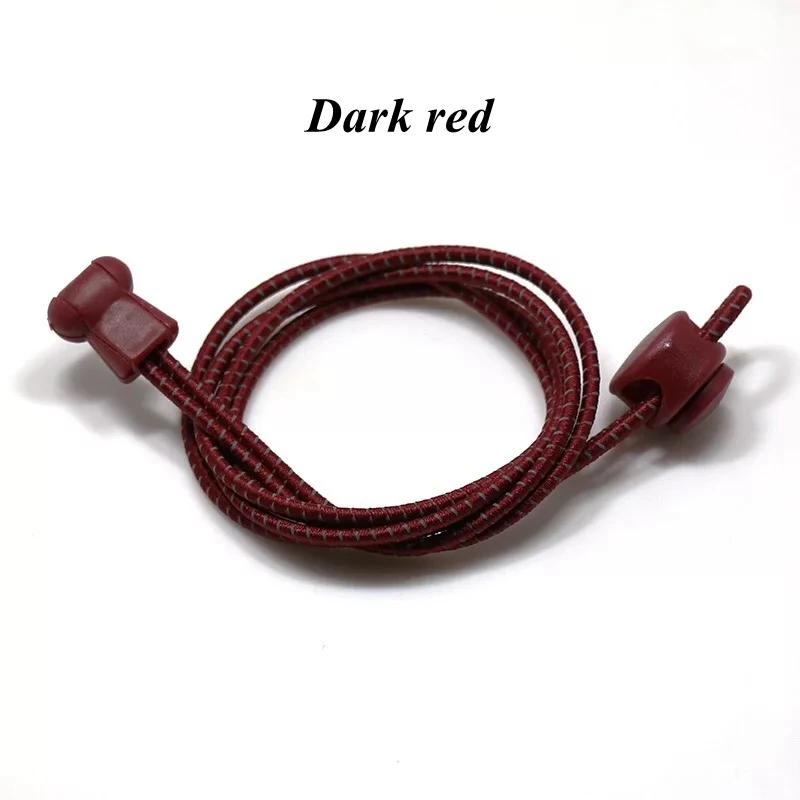 Dark red Elastic Shoelaces Reflective Round Shoe laces No Tie Kids Adult Safety Stretching Lock Shoe lace Sneakers Quick Lazy laces - Цвет: Dark red
