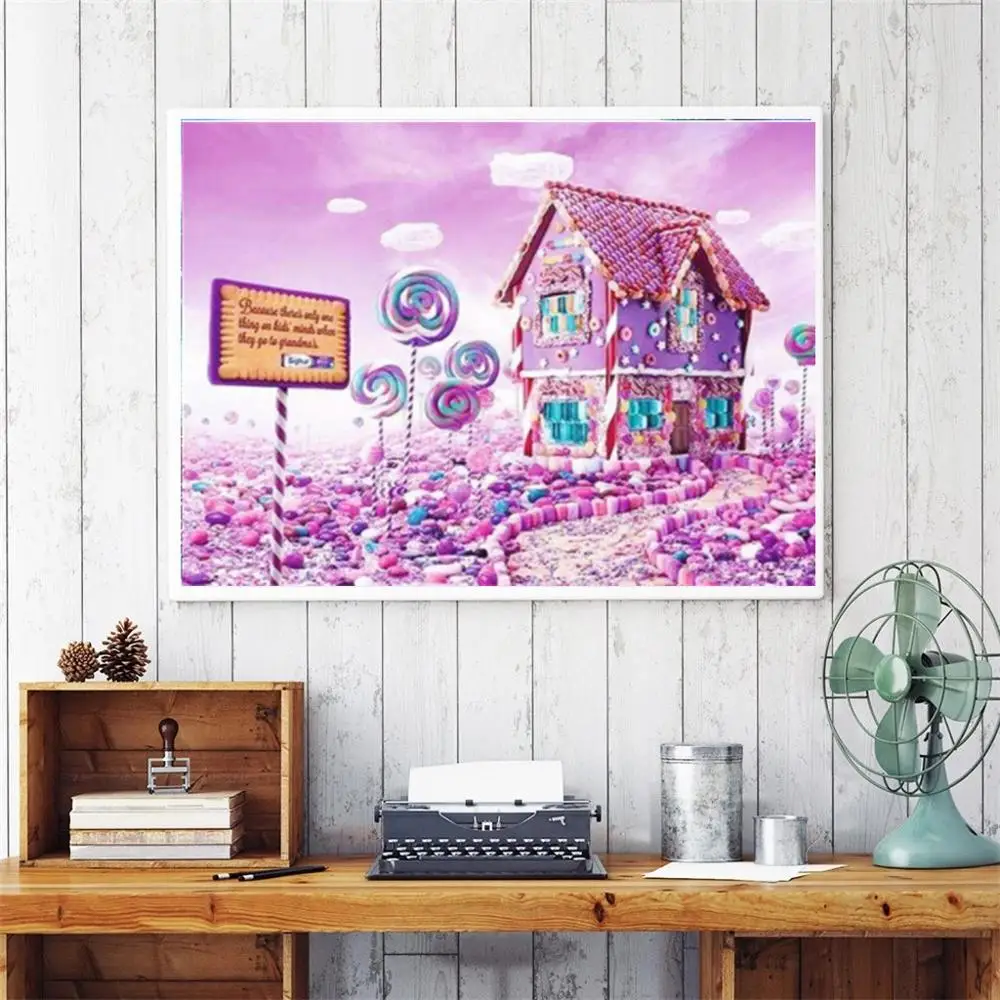 Полноформатная круглая алмазная живопись пейзаж 5D вышивка леденец мозаика