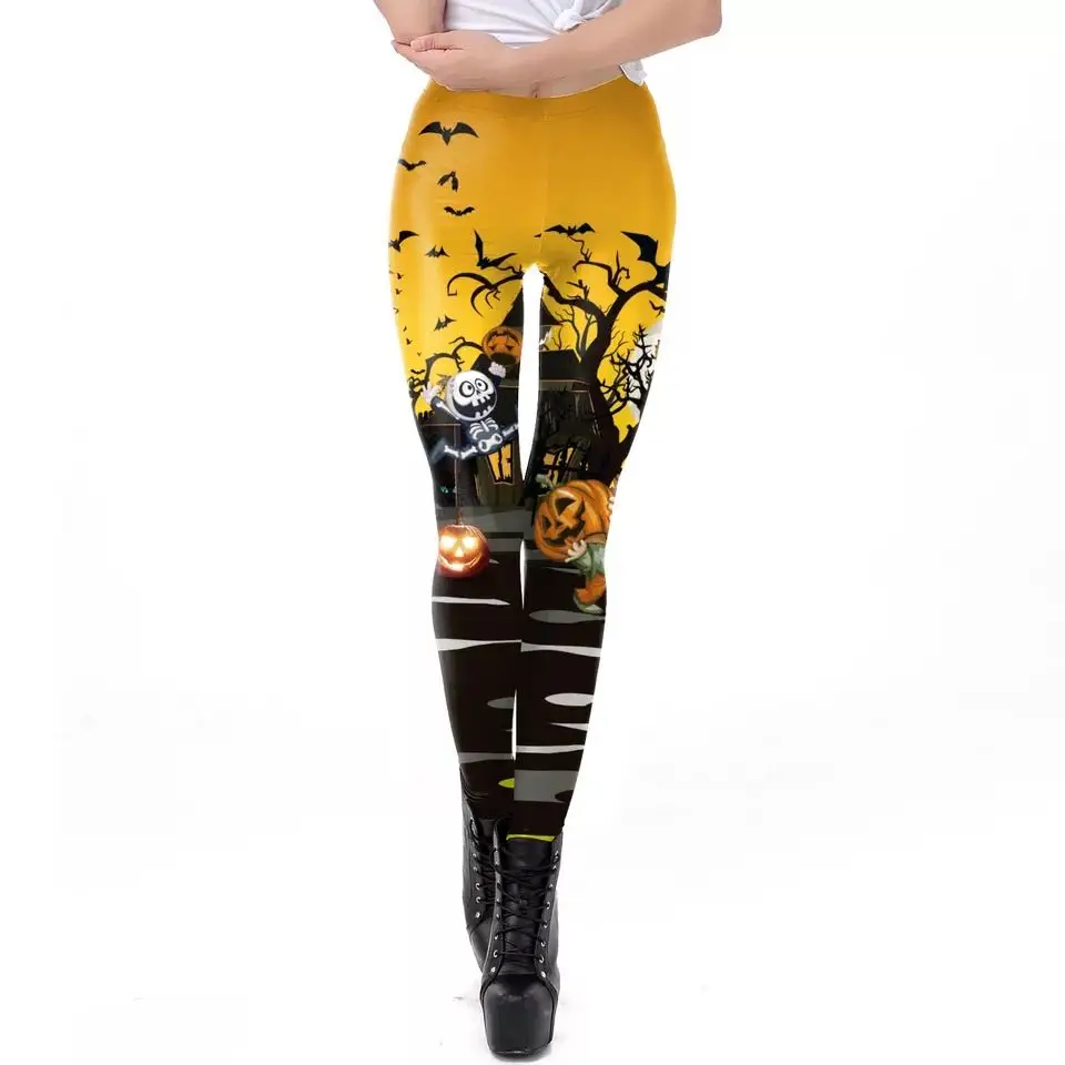 

Halloween Women Pants Scary Spider Webs 3D Printed High Waist Skinny Leggings Slim Elastic Seamless Trousers Female Clothing