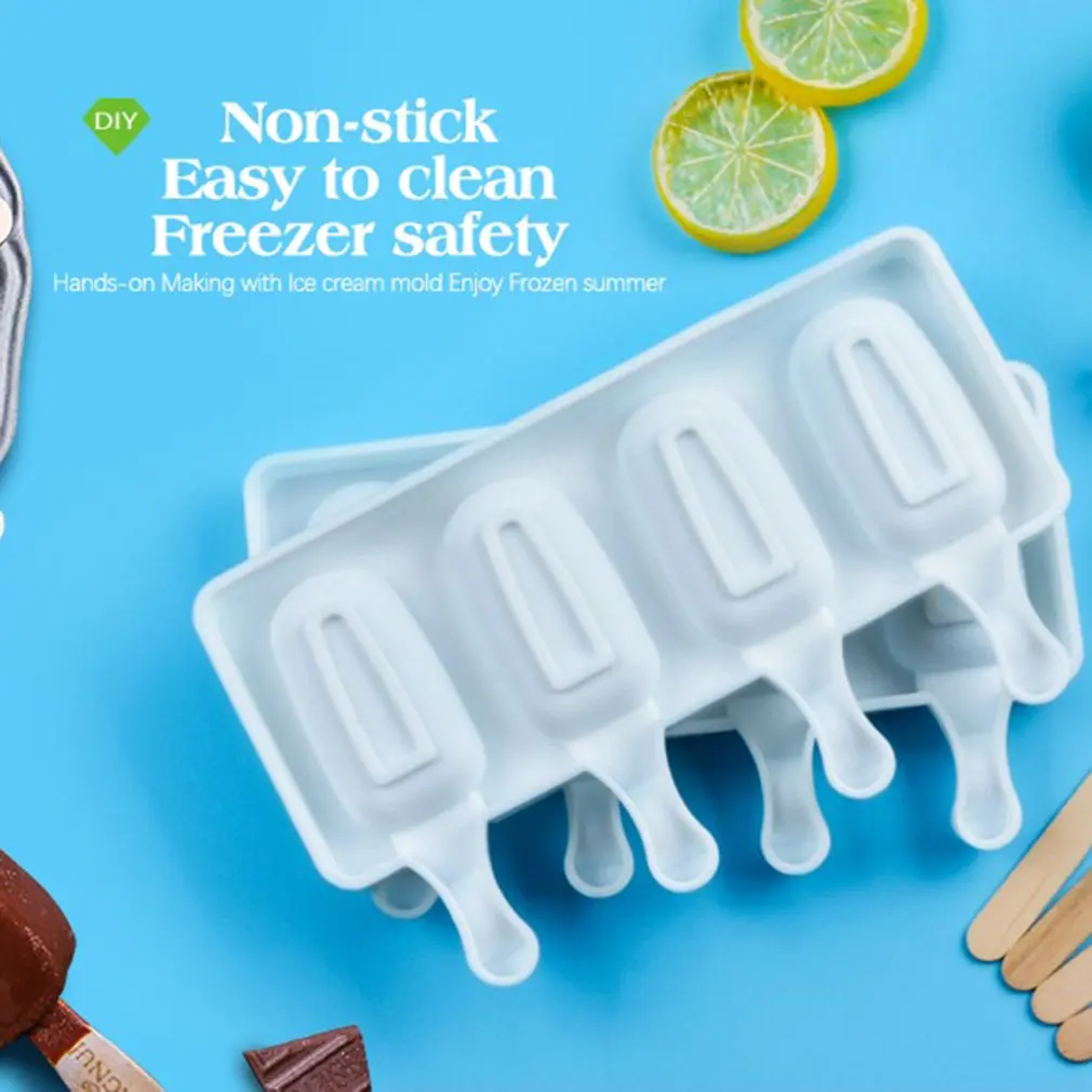 4 ячейки большой размер силиконовые формы для мороженого DIY Фруктового десерты