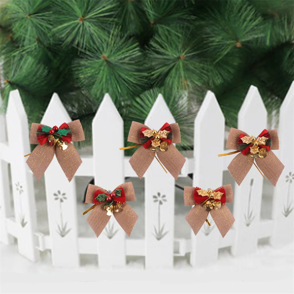 Arvore De Natal Grande Para Каса бант Рождественский бантик с железные колокольчики венок