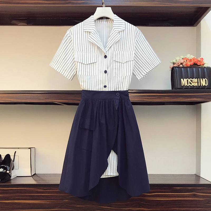 Комплект из 2 предметов женское платье модная юбка летнее 2020 большие блузки