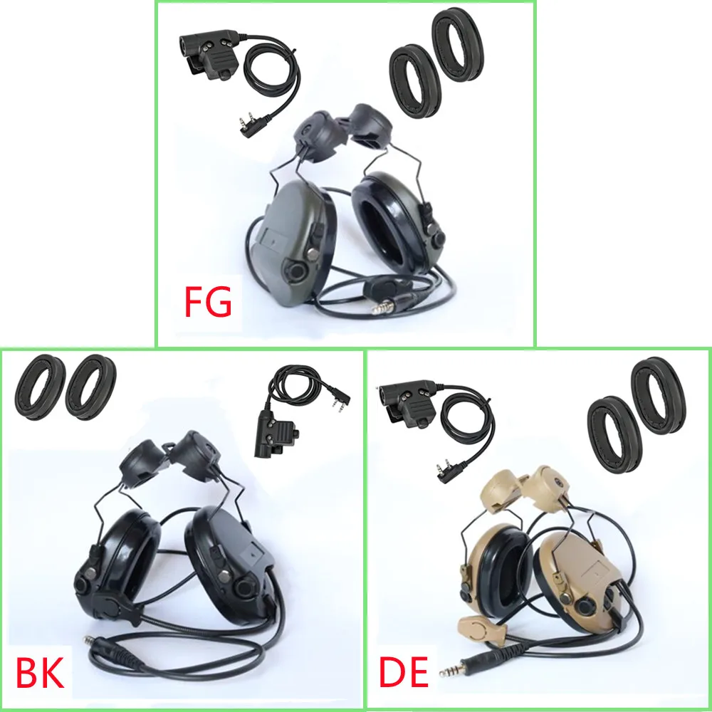 

MSASORDIN ARC Helmet Rail Bracket Electronic Shooting Hearing Protection Headset + Silicone Earmuffs + U94 PTT