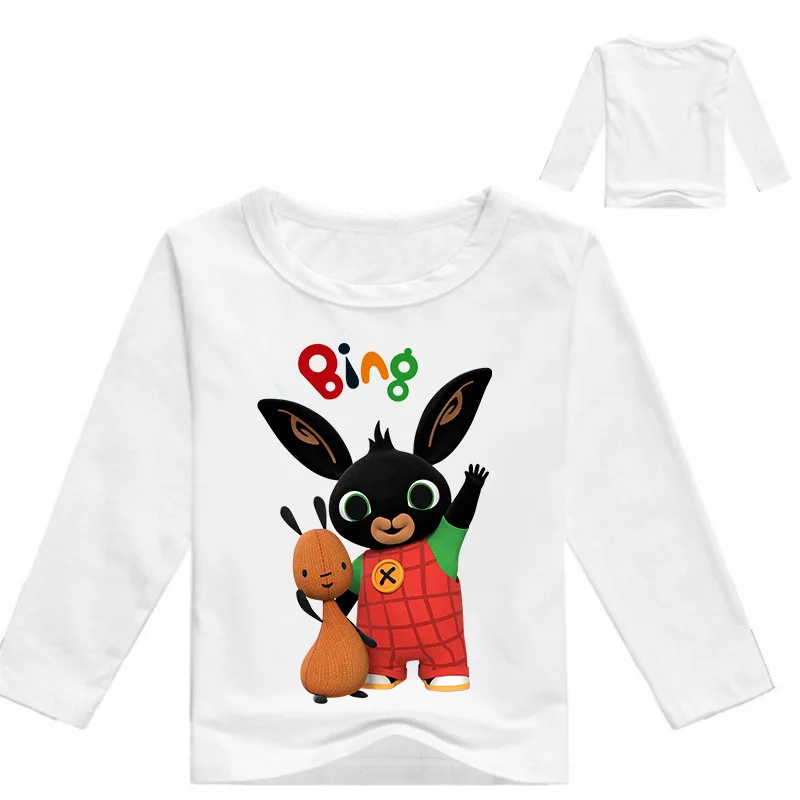 От 2 до 16 лет смешной кролик Bing футболки топы с длинными рукавами для мальчиков