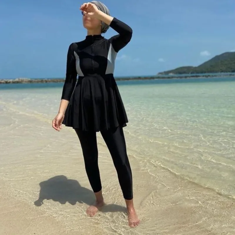 

Black Swimming Suit For Burkini Muslim Fashion Swimwear Women Swimsuit Long Sleeve Arabic Turkey Pakistani Islamic Swim Wear