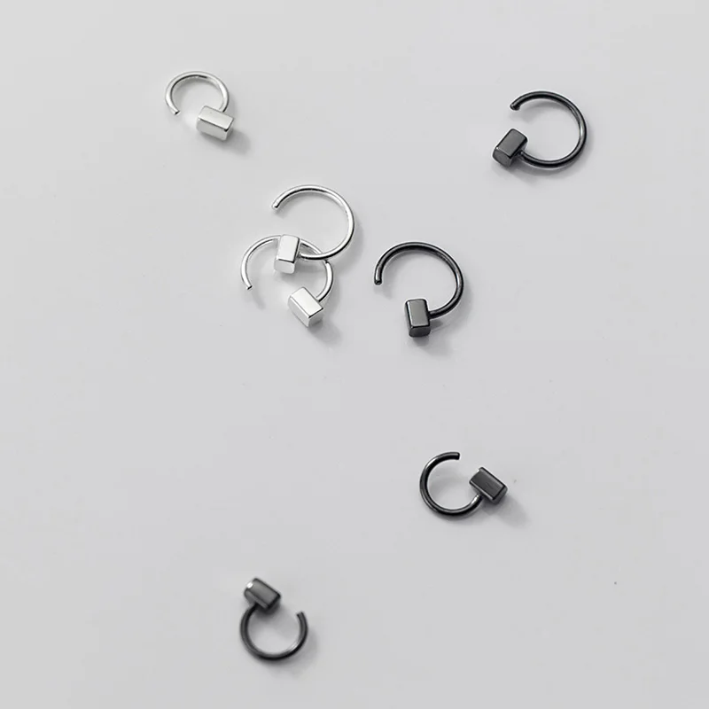 

Натуральная 925 Стерлинговое Серебро в форме квадрата слуховая косточка серьги в виде колец, для Модные женские вечерние панк ювелирные укра...