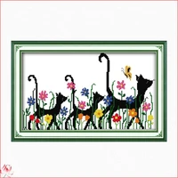three little kittens and flowers cross stitch kits counted canvas embroidery sets 11ct 14ct diy handmade needlework home deco