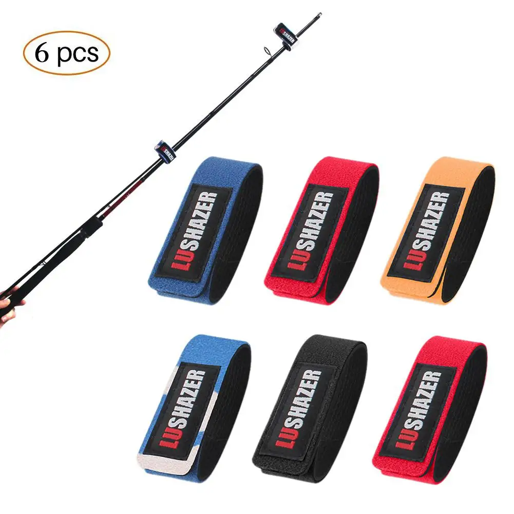 

6Pcs/lot Elastic Fishing Rod Strap Strong Flexible 25*3CM Nylon Fishing Gear Strap Elastic Rubber Tie- Random Color Delivery