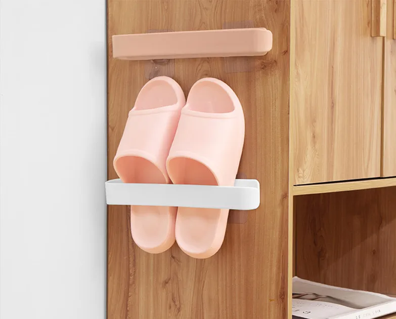 Wall Mounted Bathroom Slippers Rack Shoe Organizer Folding Hanger Self Adhesive Storage Holder Closet Cabinet Hook | Дом и сад