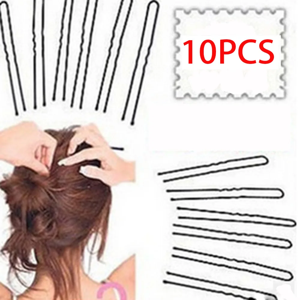 10PCS U Shape 60 шт./компл. черные заколки для волос для женщин заколки для волос женские невидимки Кудрявые Волнистые заколки для волос аксессуары - Цвет: 10PCS U Shape