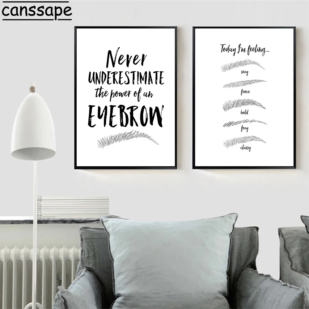 Бровей Холст плакат макияж печать цитаты бровей постер живопись черный и белый